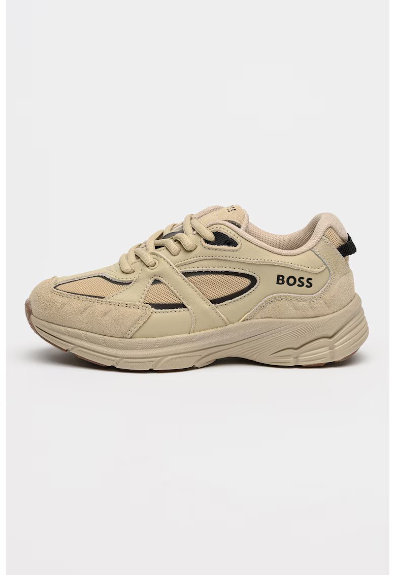 BOSS Kidswear Кожени спортни обувки с велур