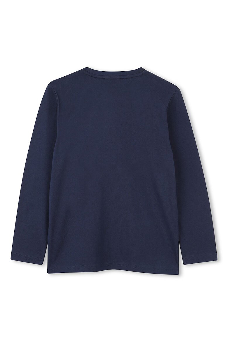 BOSS Kidswear Памучна блуза с лого Прашно синьо