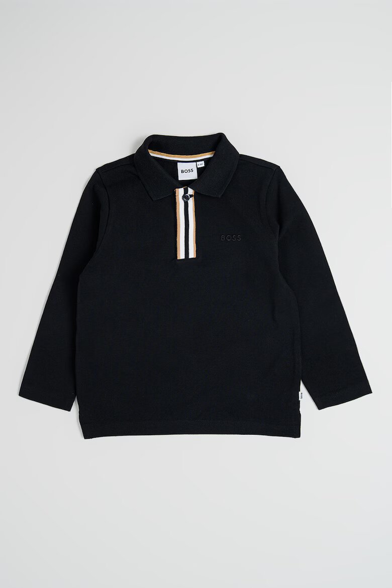 BOSS Kidswear Памучна блуза с яка Черен