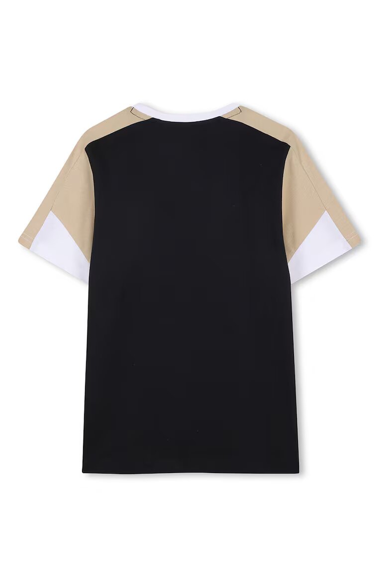 BOSS Kidswear Памучна тениска и бермуди с лого Черен/Бежов