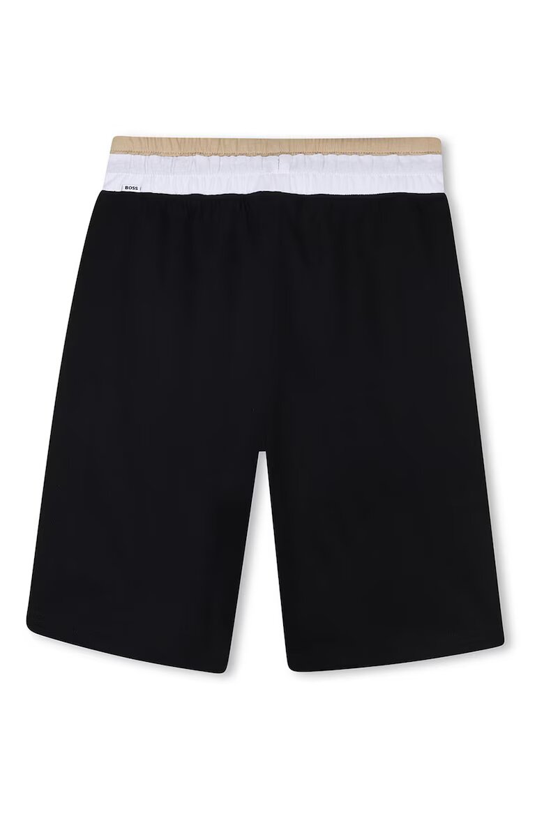 BOSS Kidswear Памучна тениска и бермуди с лого Черен/Бежов