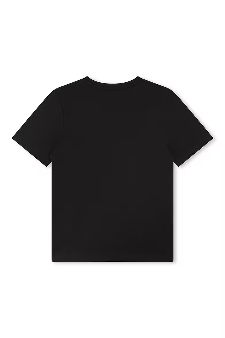 BOSS Kidswear Памучна тениска с контрастно лого Черен