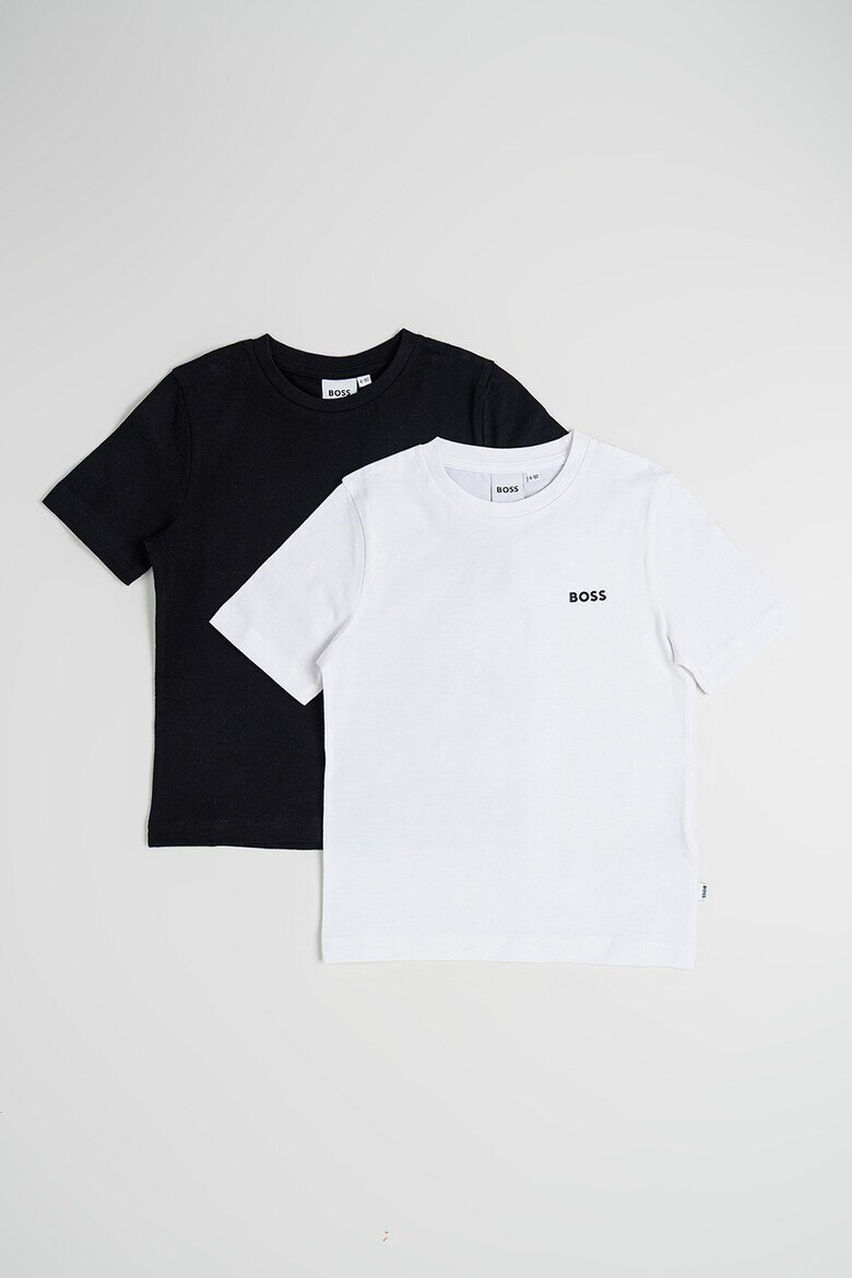 BOSS Kidswear Памучни тениски с лого 2 броя Бял/Черен