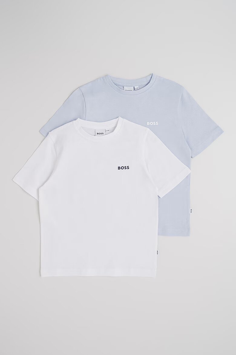 BOSS Kidswear Памучни тениски с лого 2 броя Бял/Пастелносин