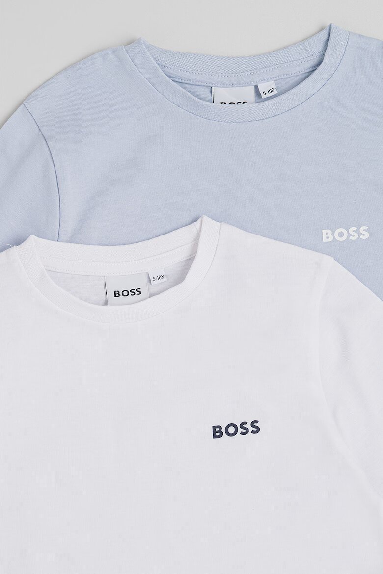 BOSS Kidswear Памучни тениски с лого 2 броя Бял/Пастелносин