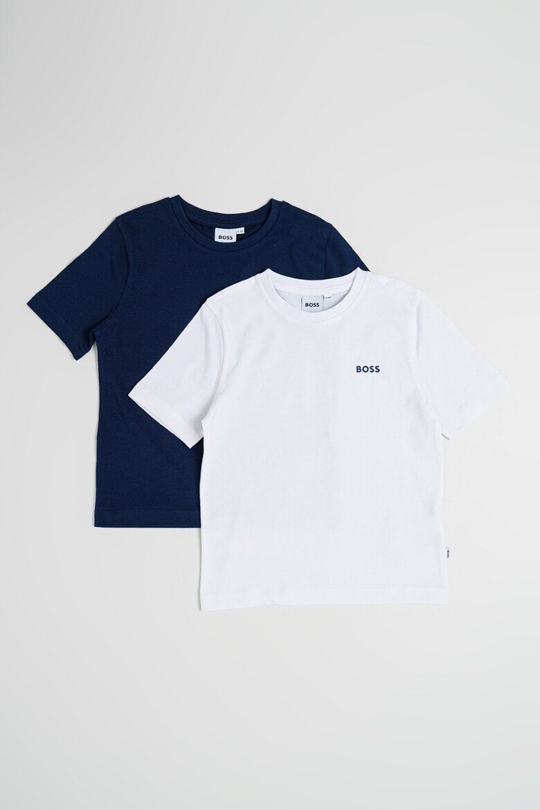BOSS Kidswear Памучни тениски с лого 2 броя Бял/Тъмносин