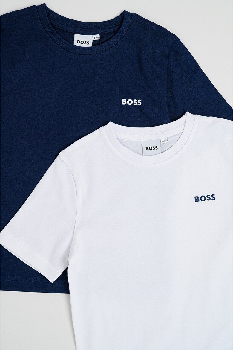 BOSS Kidswear Памучни тениски с лого 2 броя Бял/Тъмносин