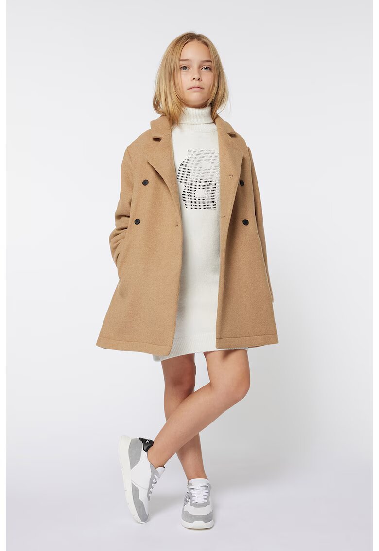BOSS Kidswear Плетена рокля с поло и декоративни камъни