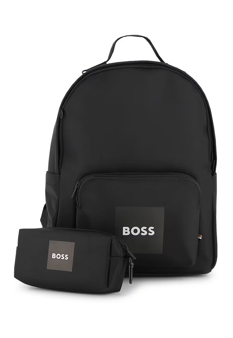 BOSS Kidswear Раница с лого и отделящ се несесер - Черен