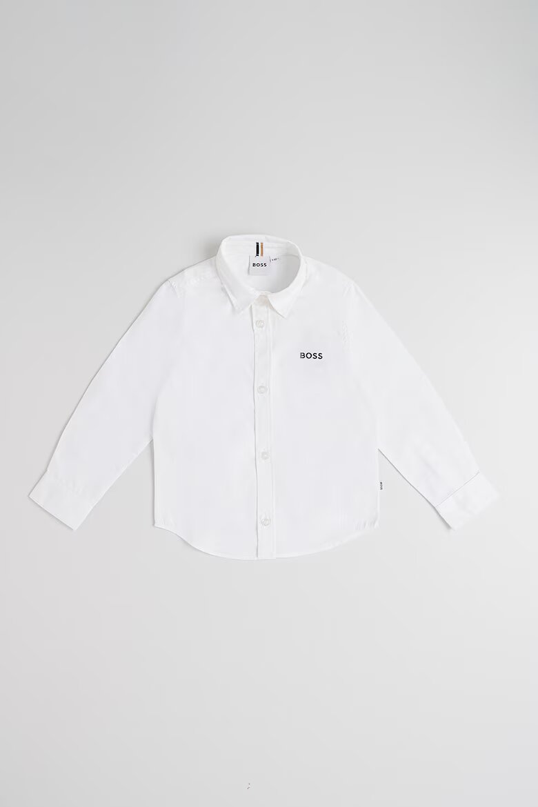 BOSS Kidswear Риза с дълги ръкави Бял/Черен