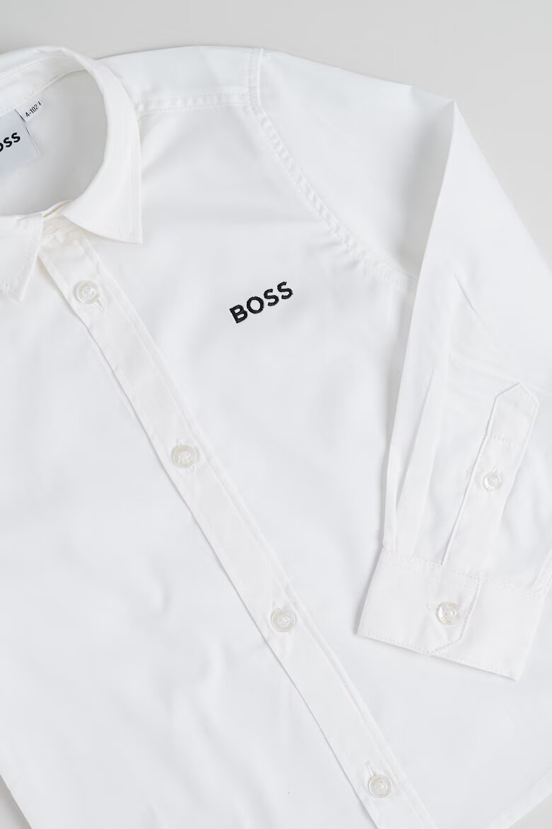 BOSS Kidswear Риза с дълги ръкави Бял/Черен