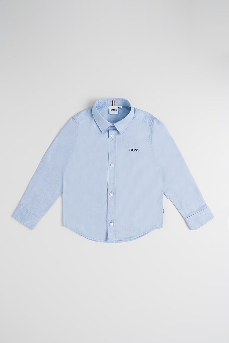 BOSS Kidswear Риза с дълги ръкави Черен/Небесносин