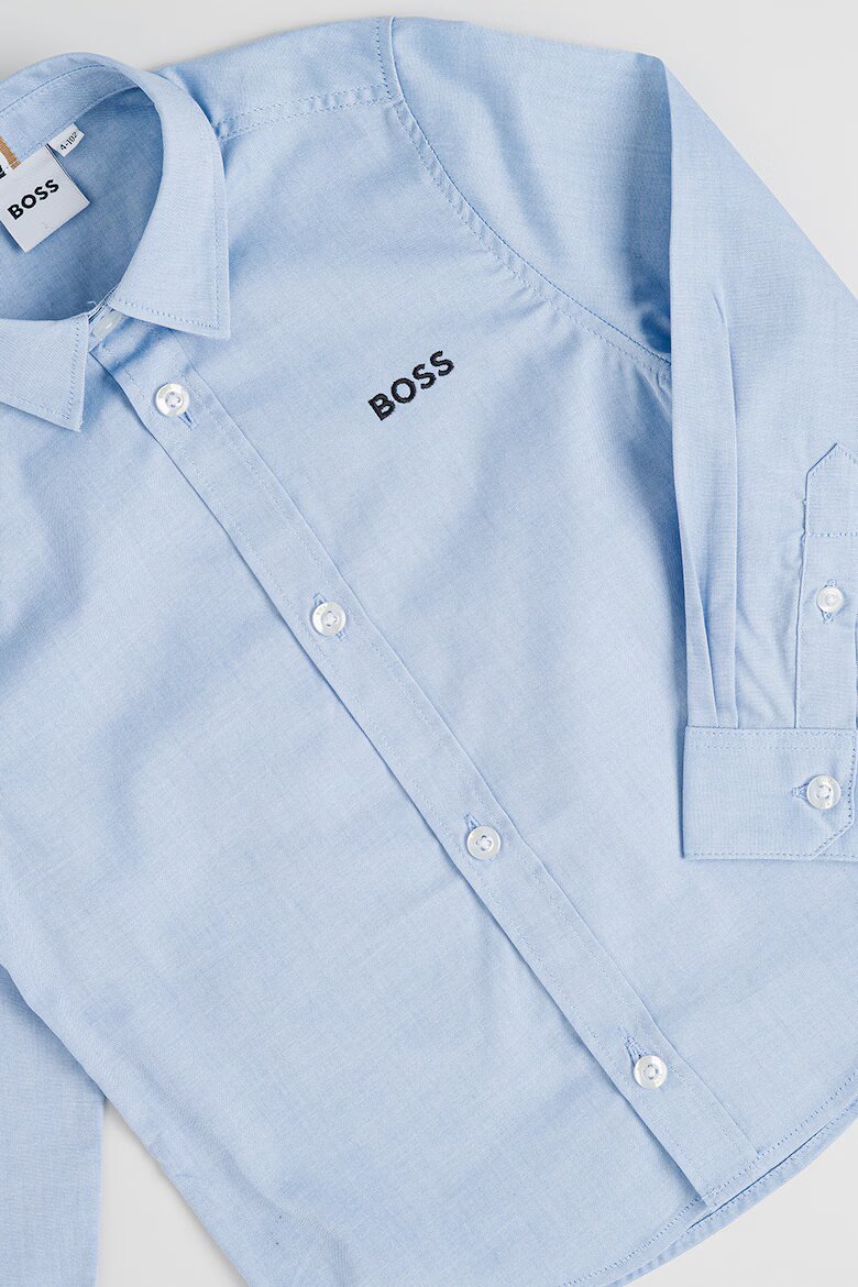 BOSS Kidswear Риза с дълги ръкави Черен/Небесносин
