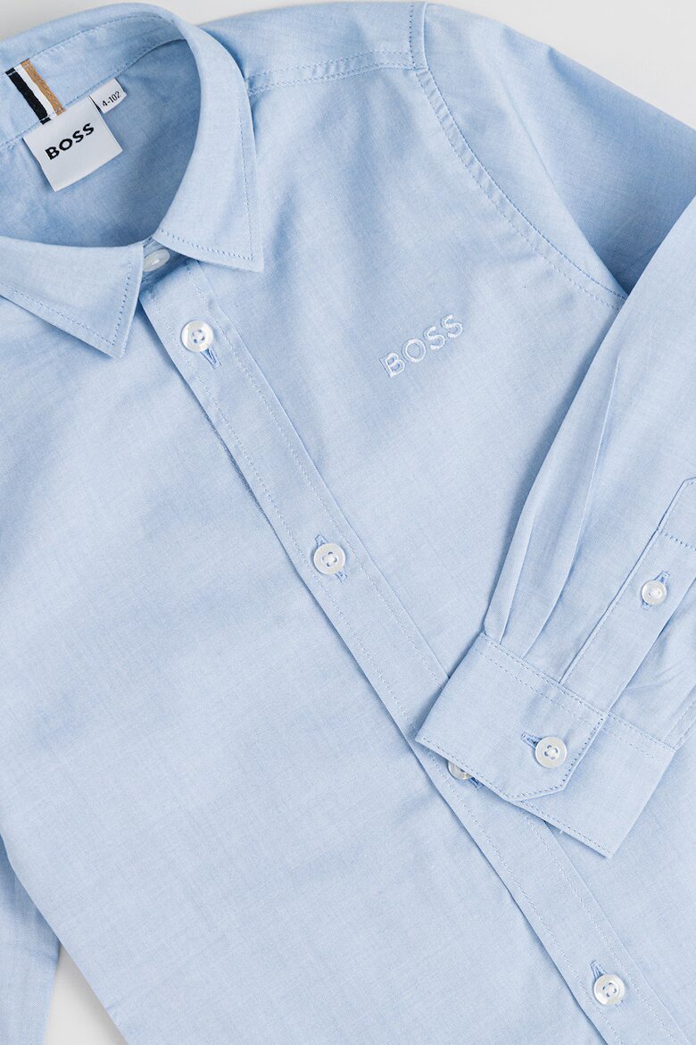 BOSS Kidswear Риза с дълги ръкави Светлосин