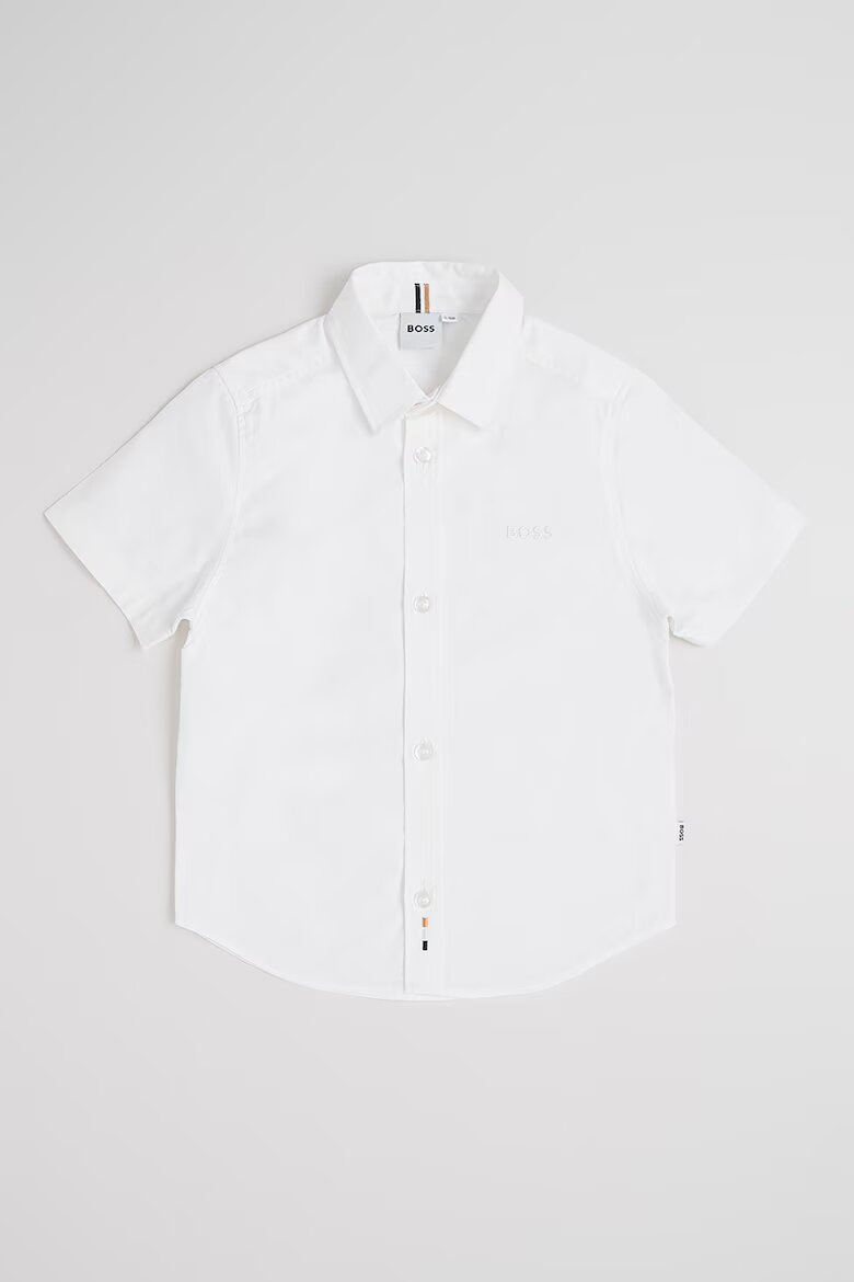 BOSS Kidswear Риза с къси ръкави и лого Бял