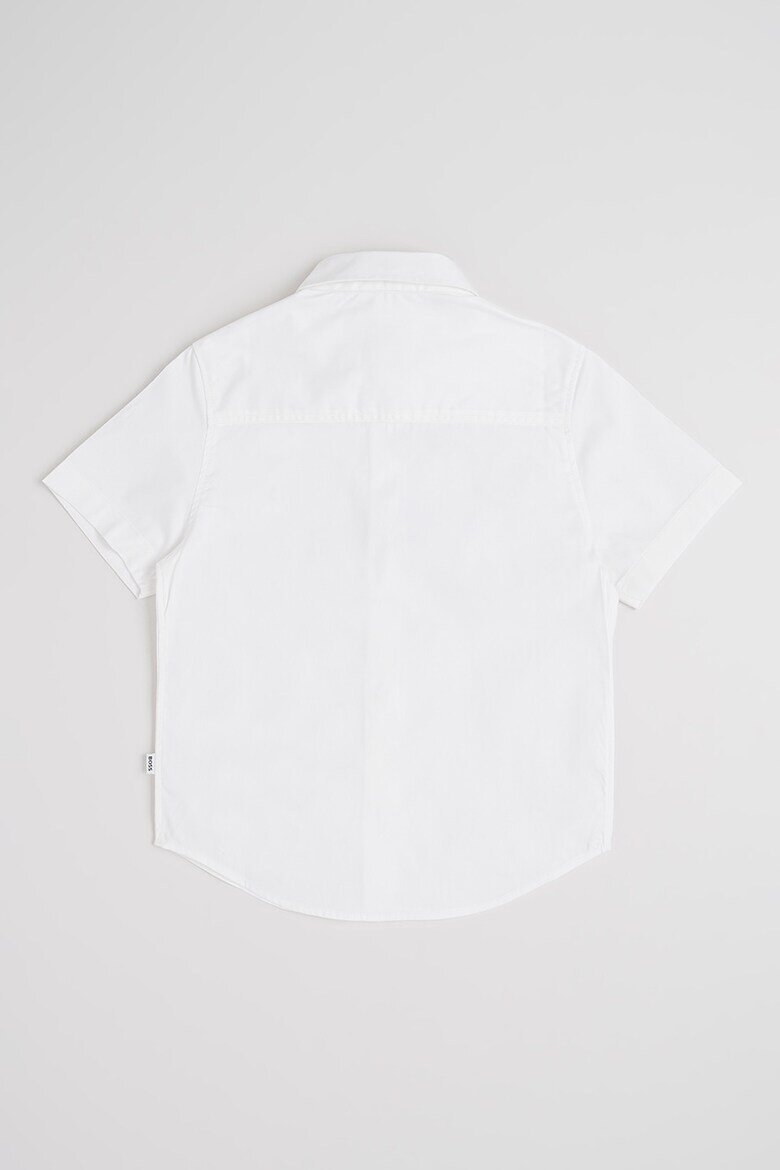 BOSS Kidswear Риза с къси ръкави и лого Бял