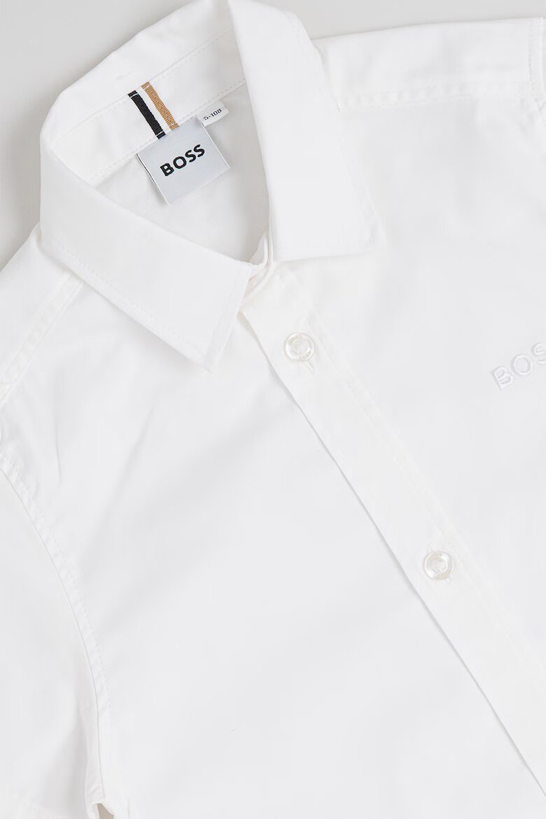 BOSS Kidswear Риза с къси ръкави и лого Бял