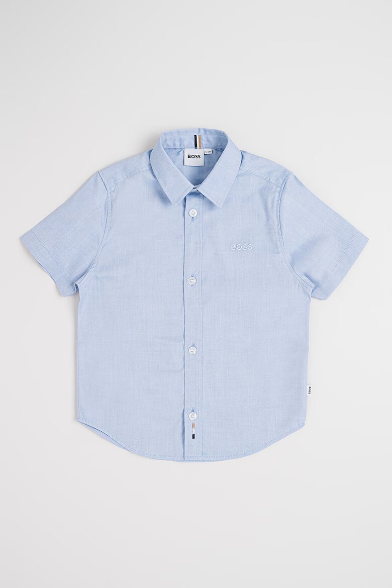 BOSS Kidswear Риза с къси ръкави и лого Син меланж