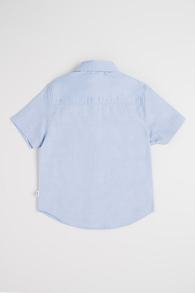BOSS Kidswear Риза с къси ръкави и лого Син меланж