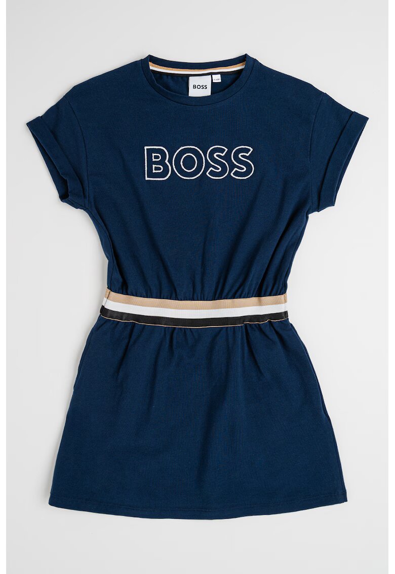 BOSS Kidswear Рокля с памук с лого и еластична талия