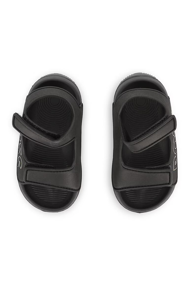 BOSS Kidswear Сандали от еко кожа с велкро и лого Черен