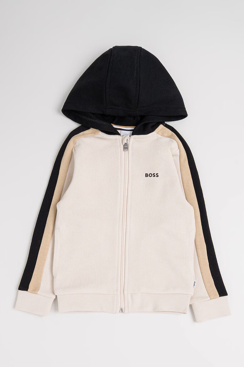 BOSS Kidswear Спортен екип с качулка и цветен блок Черен/Светло бежово