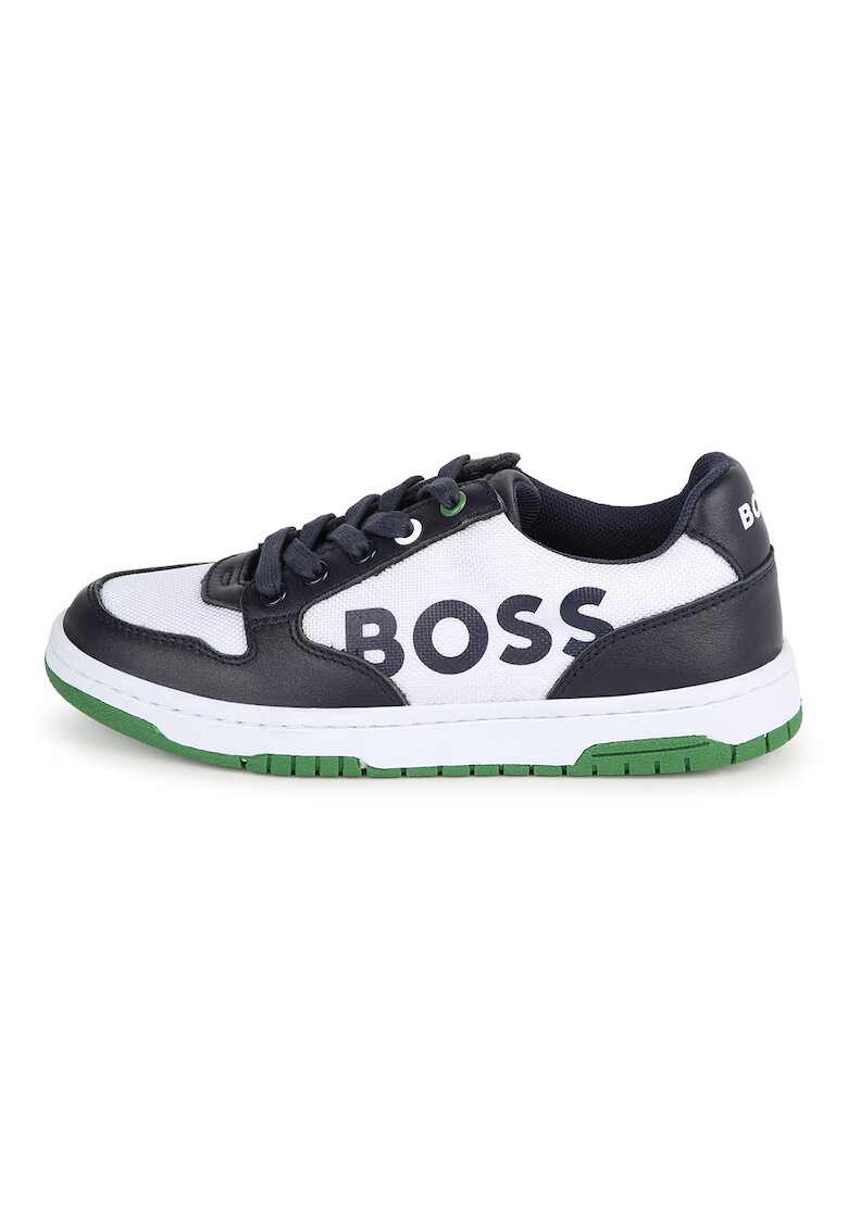 BOSS Kidswear Спортни обувки с кожа - Бял/Черен