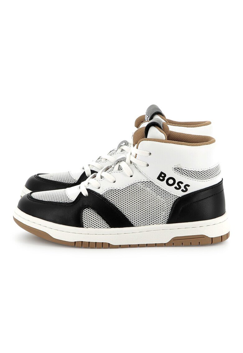 BOSS Kidswear Спортни обувки с лого и среден профил - Бял/Черен