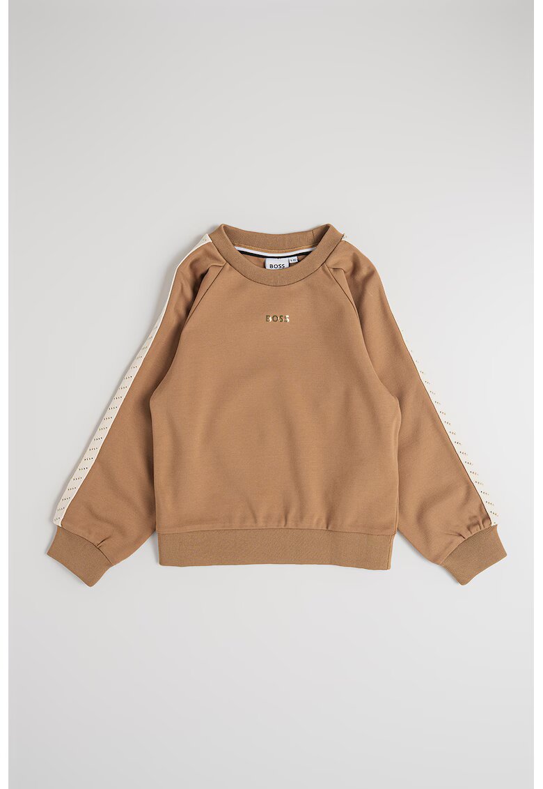 BOSS Kidswear Суитшърт с ръкави реглан - Слонова кост/Камел