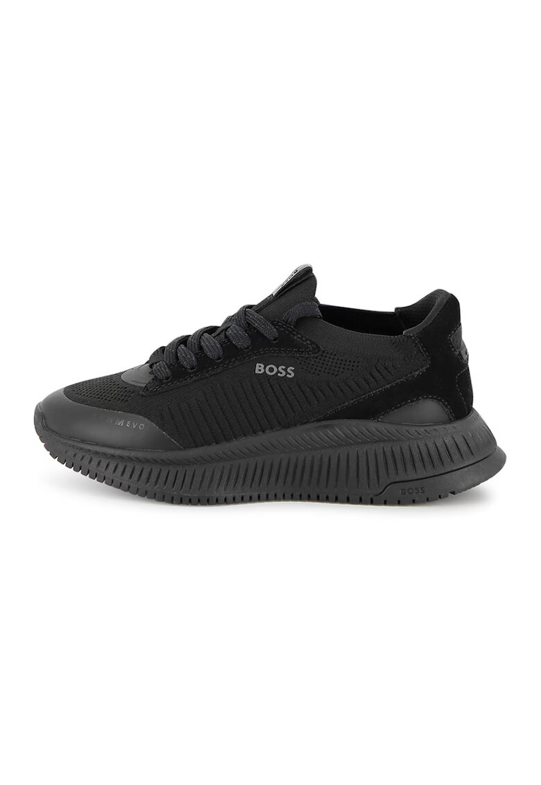 BOSS Kidswear Текстилни скосени маратонки - Черен/Избеляло черно