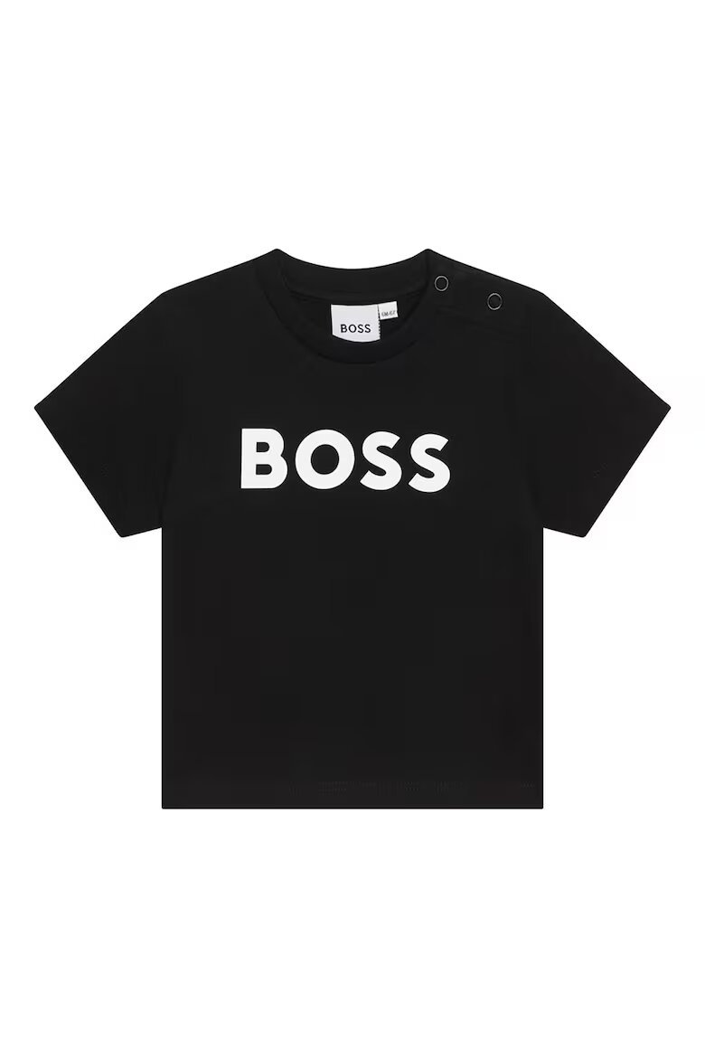 BOSS Kidswear Тениска с контрастно лого Бял/Черен
