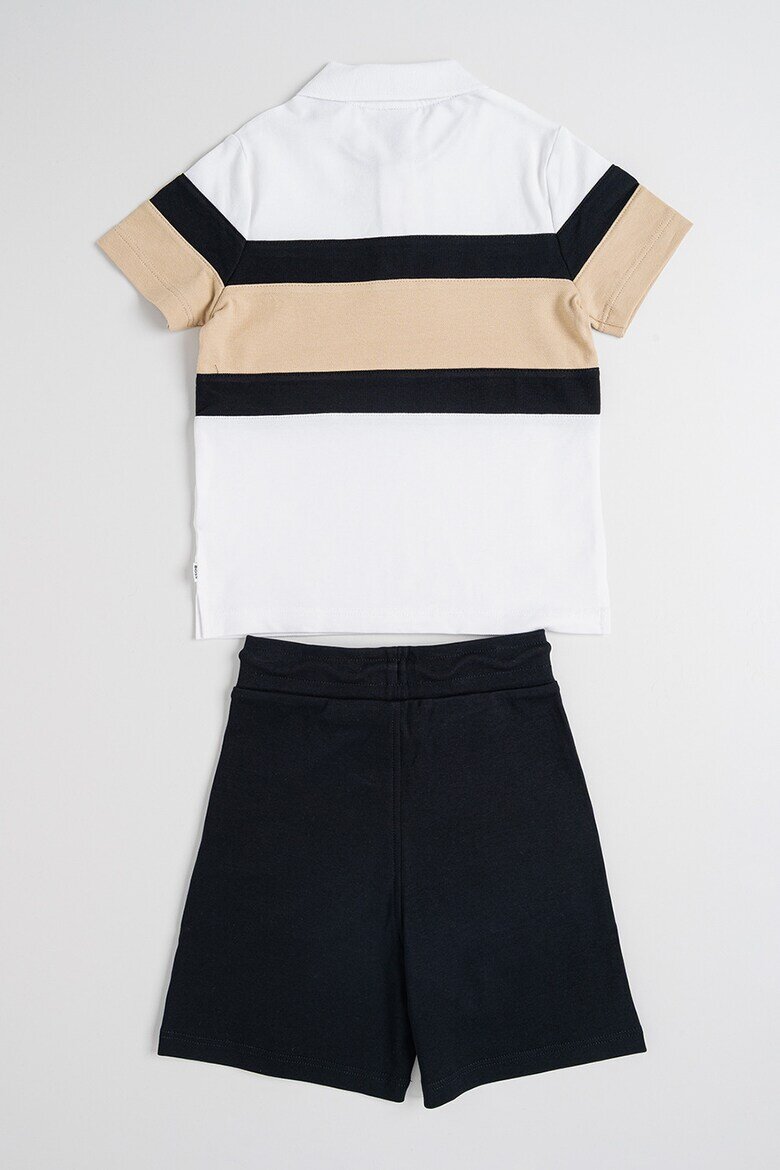 BOSS Kidswear Тениска с яка и шорти с връзка Бял/Черен