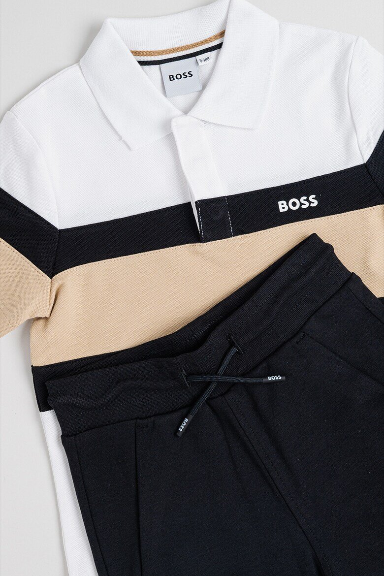 BOSS Kidswear Тениска с яка и шорти с връзка Бял/Черен