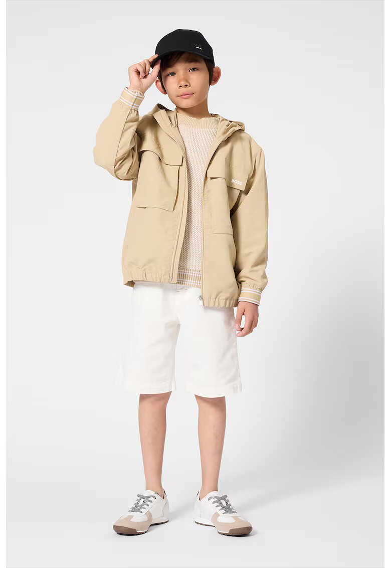BOSS Kidswear Яке с качулка и джобове - Бежов