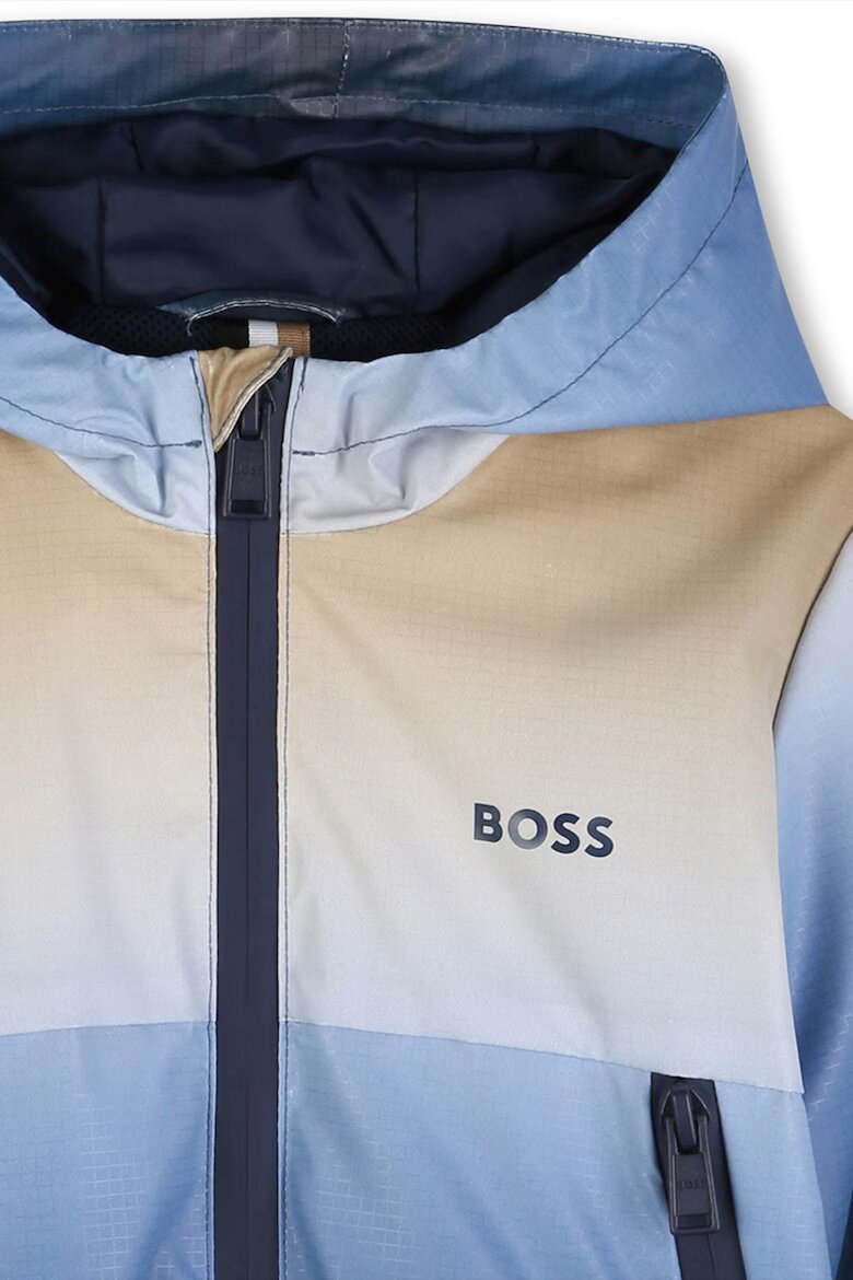 BOSS Kidswear Яке с качулка и джобове Бежов/Ледено синьо