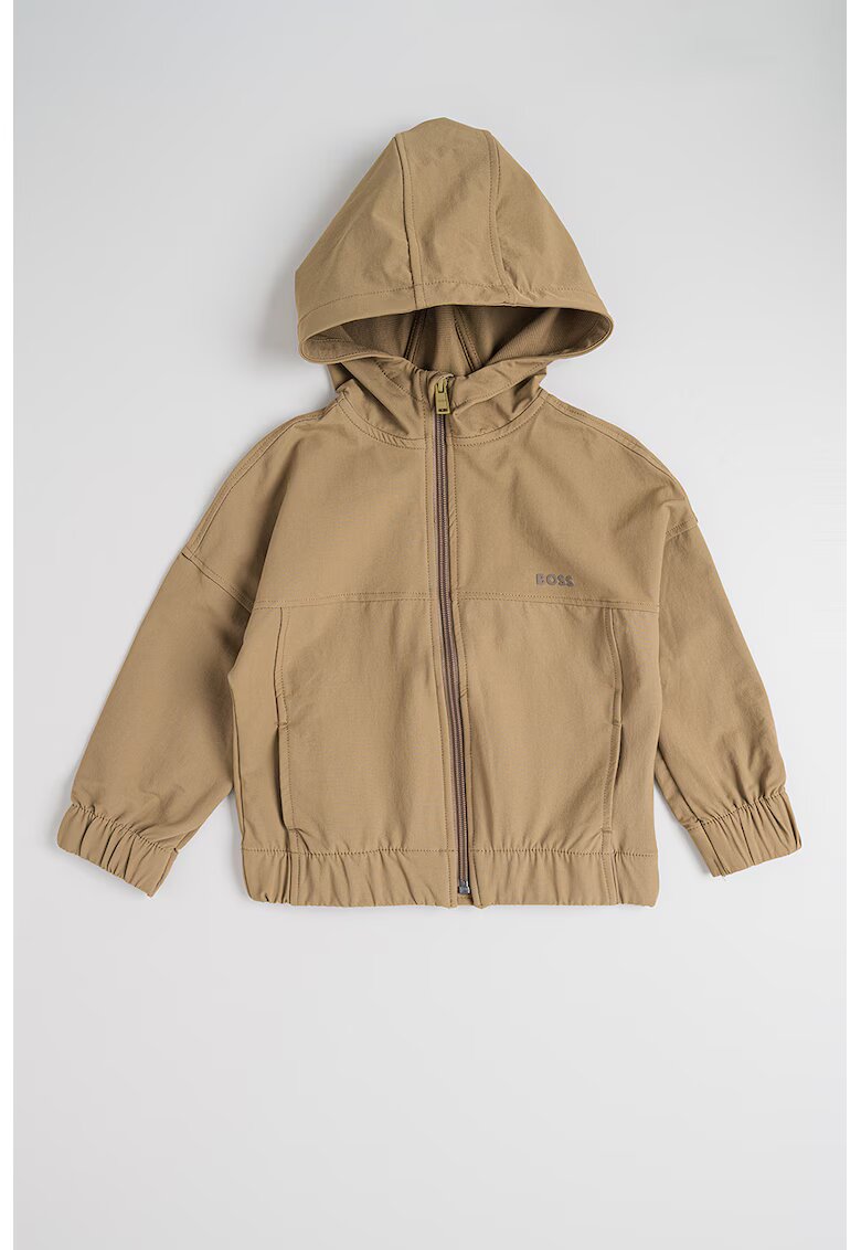 BOSS Kidswear Яке с качулка и лого - Камел