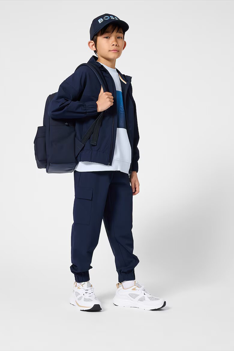 BOSS Kidswear Яке с качулка и лого Ултрамарин синьо