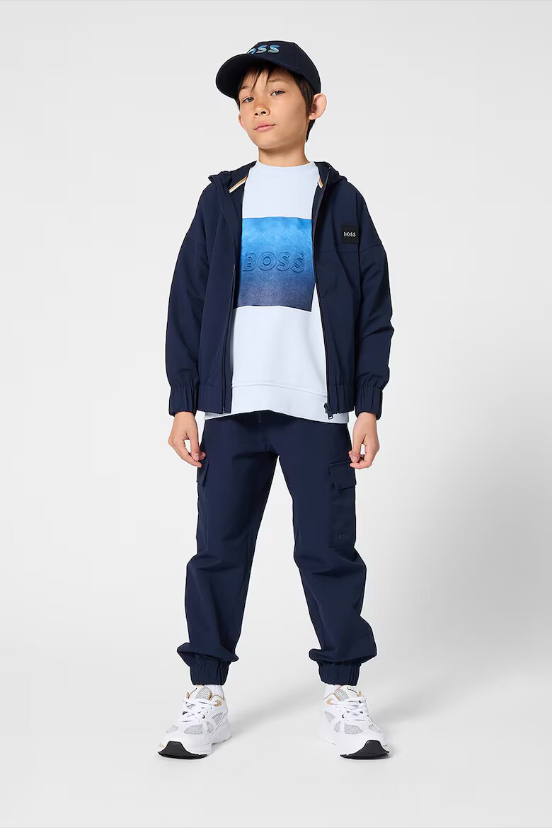 BOSS Kidswear Яке с качулка и лого Ултрамарин синьо