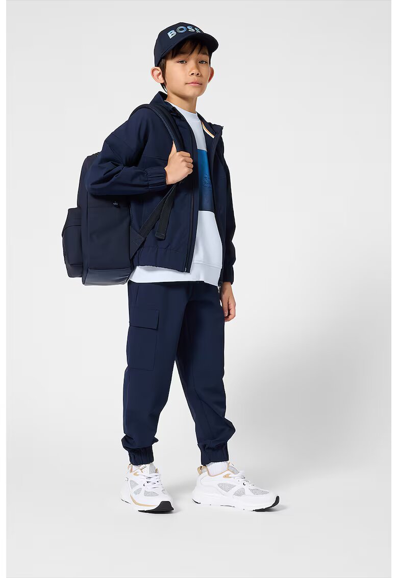 BOSS Kidswear Яке с качулка и лого - Ултрамарин синьо