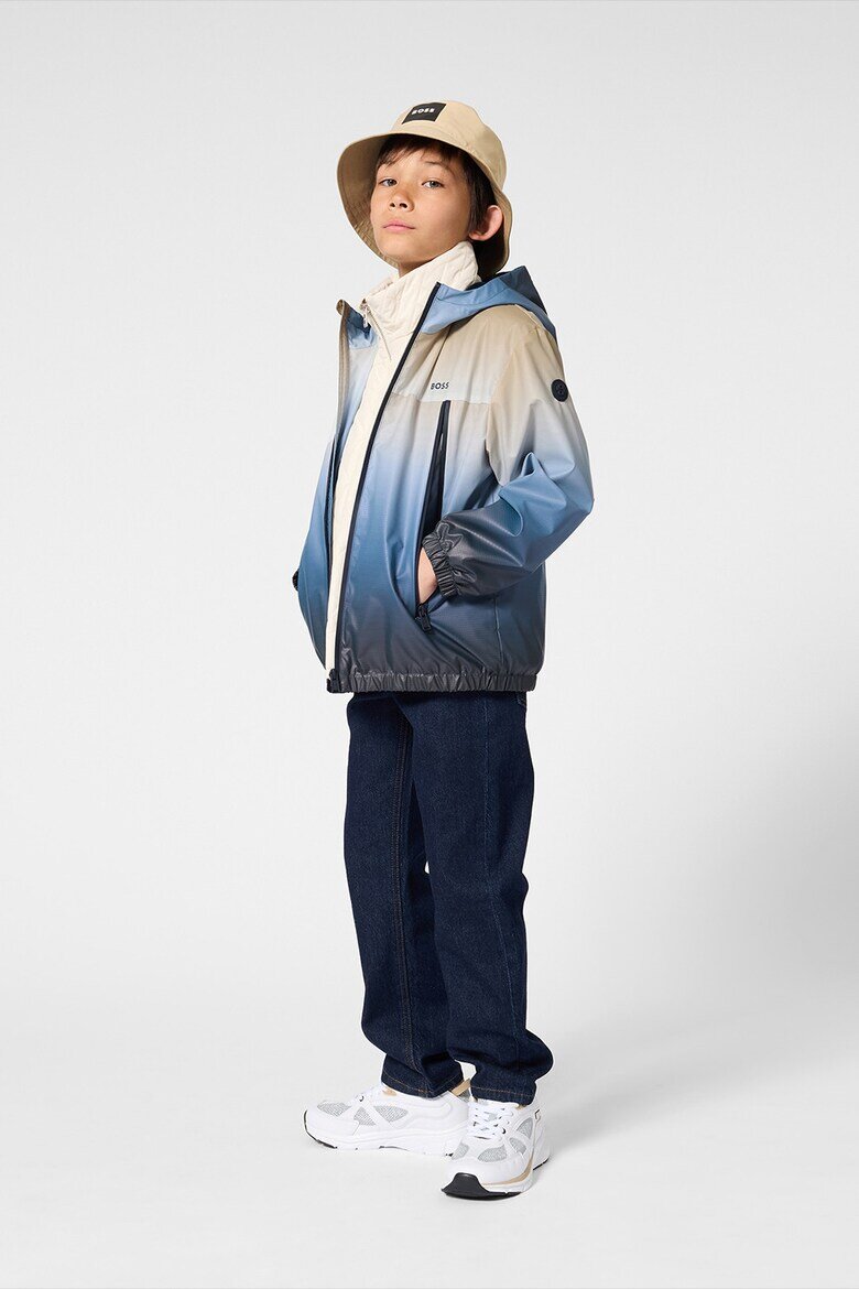 BOSS Kidswear Яке с приливащи се нюанси и качулка Бежов/Син