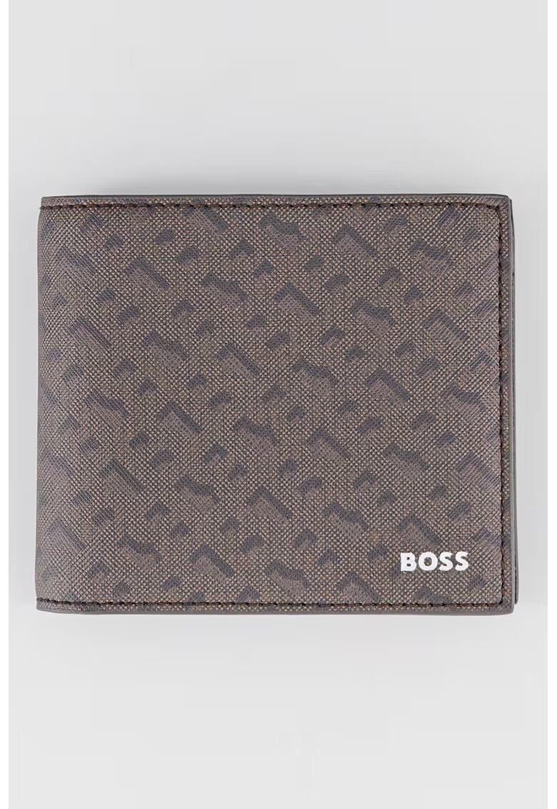 BOSS Кожен портфейл Zair с десен - Черен/Кафяв