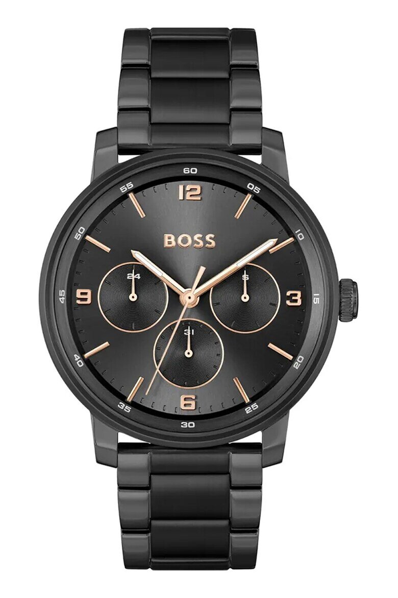 BOSS Мултифункционален стоманен часовник Черен