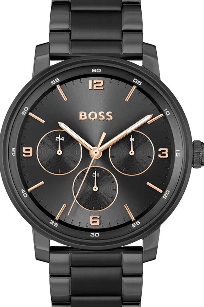 BOSS Мултифункционален стоманен часовник Черен