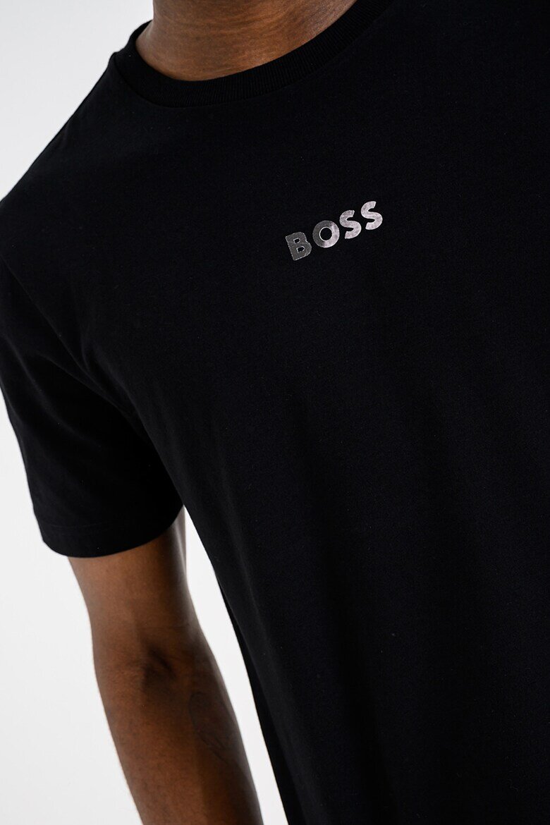 BOSS Слим тениска с шарка на гърба Черен/Сив