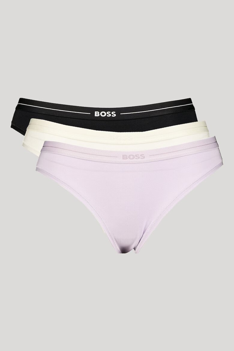BOSS Слипове с памук - 3 чифта Слонова кост/Черен/Лилав