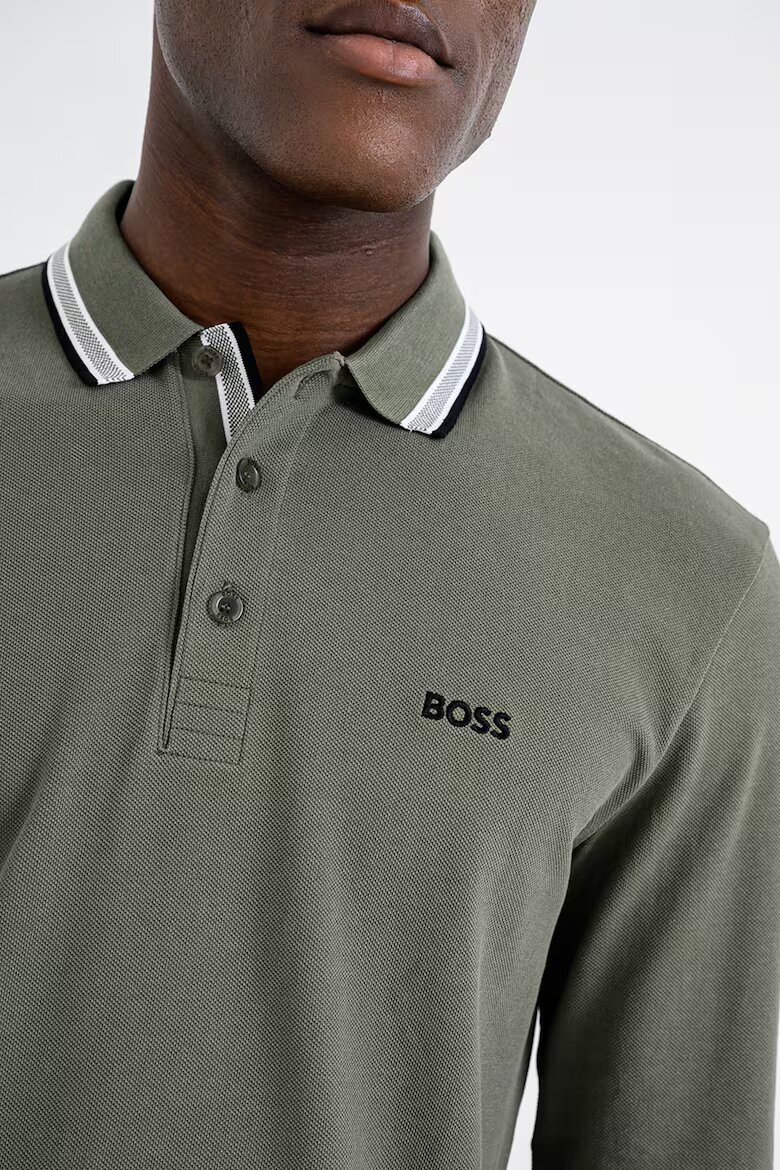 BOSS Стандартна блуза Plisy с яка Зелени аспержи