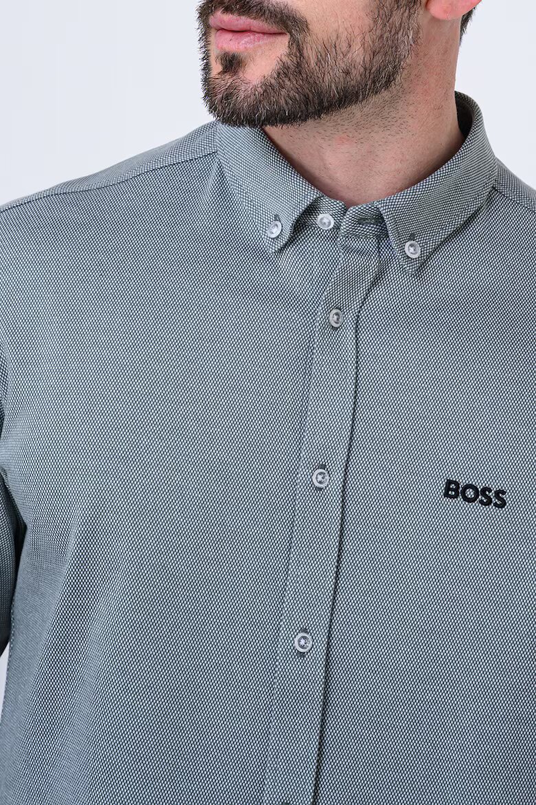 BOSS Стандартна риза Oxford с бродирано лого Бял/Зелени аспержи