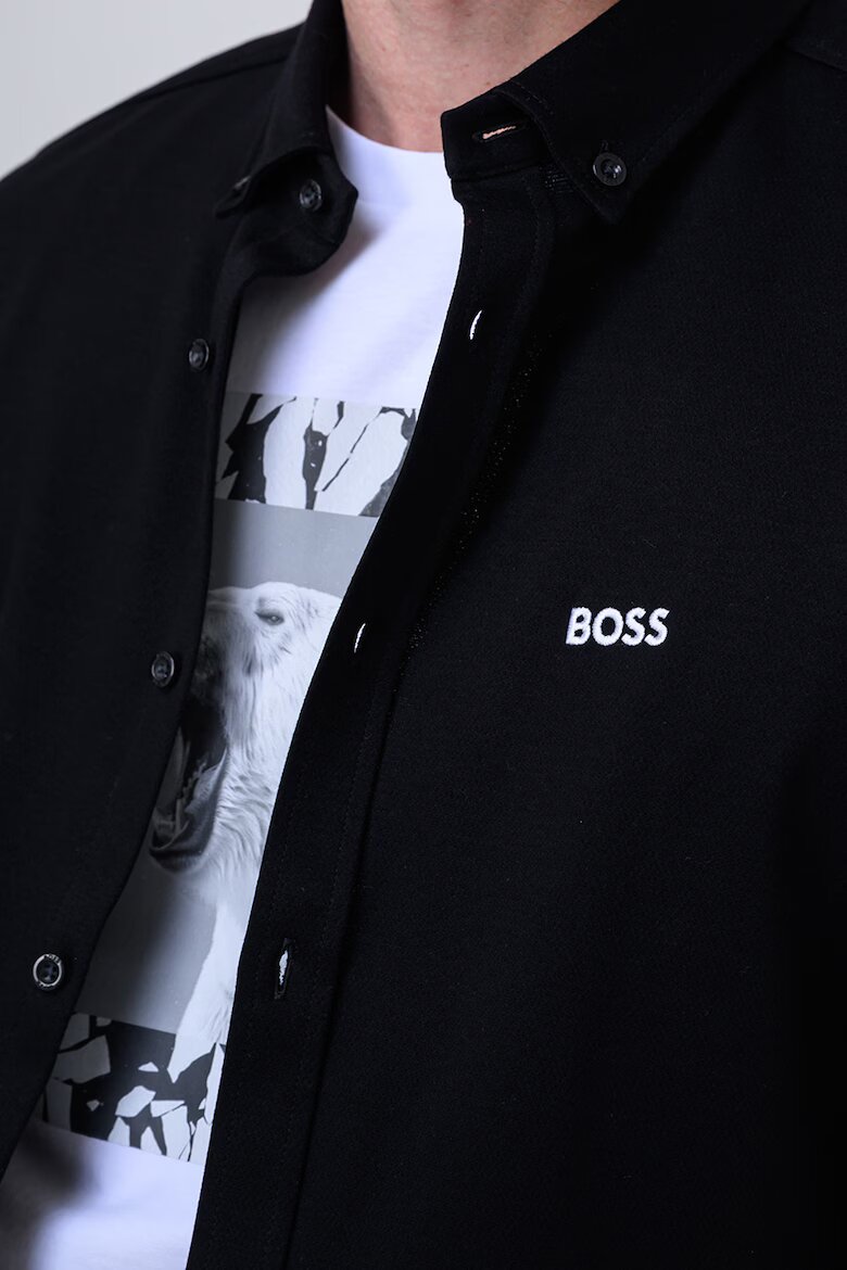 BOSS Стандартна риза Oxford с бродирано лого Черен