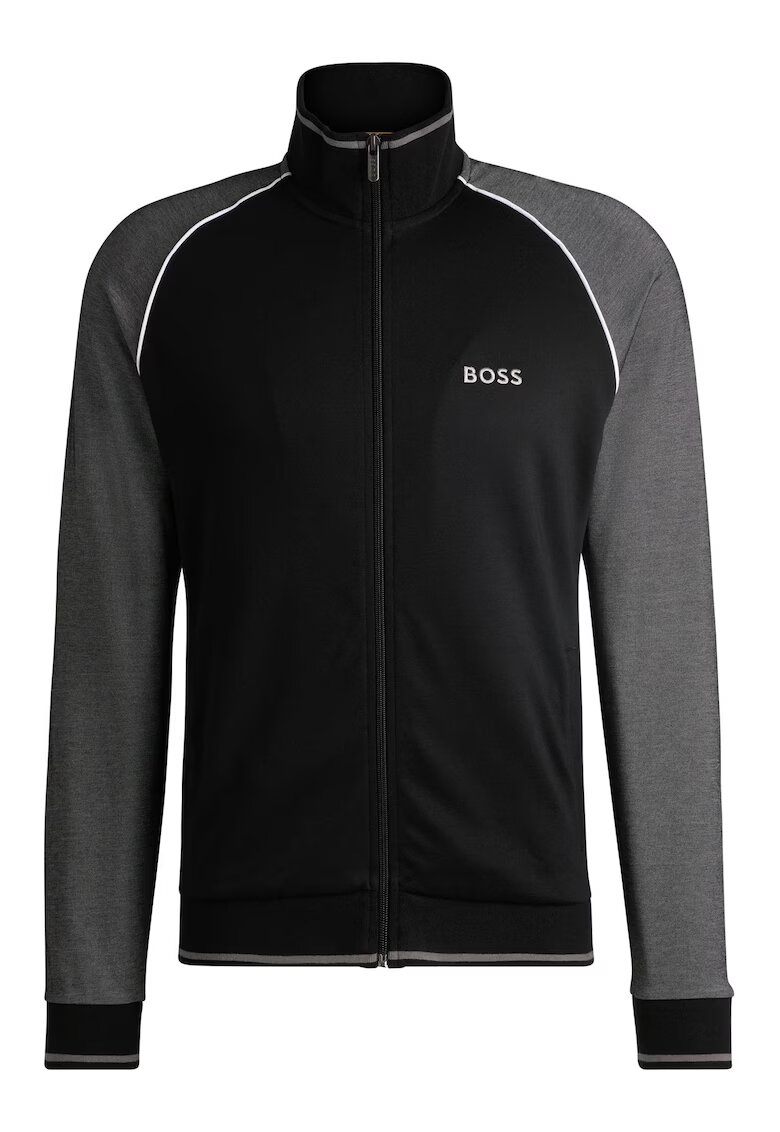 BOSS Суитшърт с памук с цип и ръкави реглан