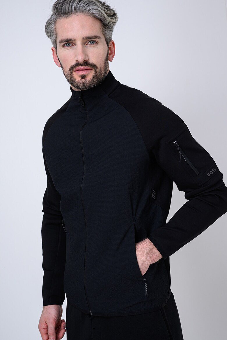 BOSS Суитшърт Urban Tech с модал с цип Черен